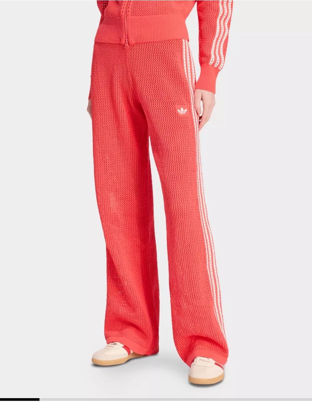 adidas Firebird Track Pants with Knitted Crochet Details